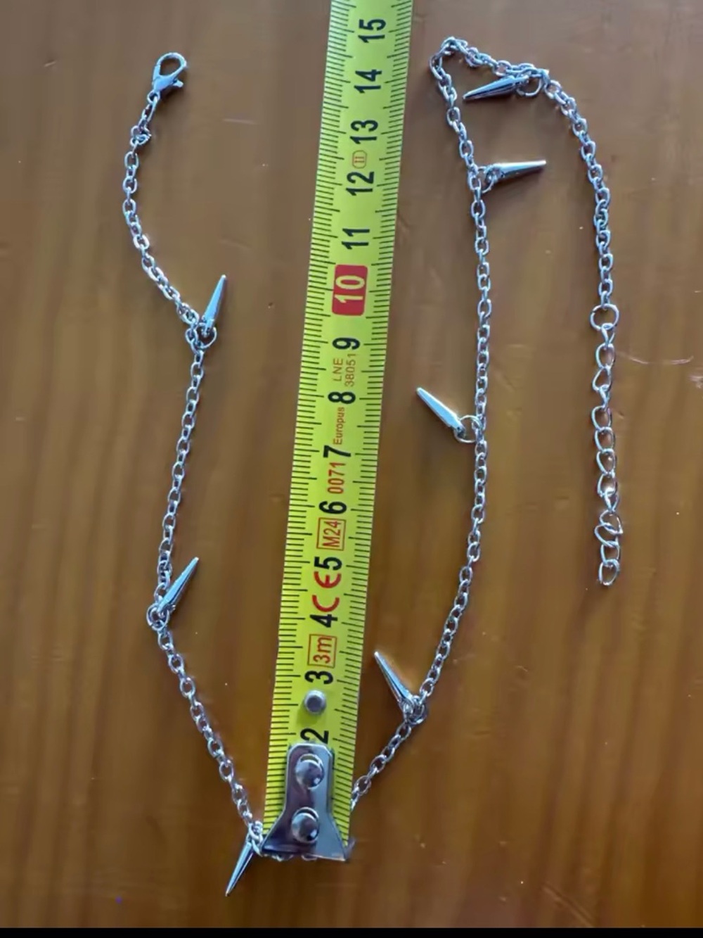 Silver Spike Chain Necklace with Adjustable Clasp